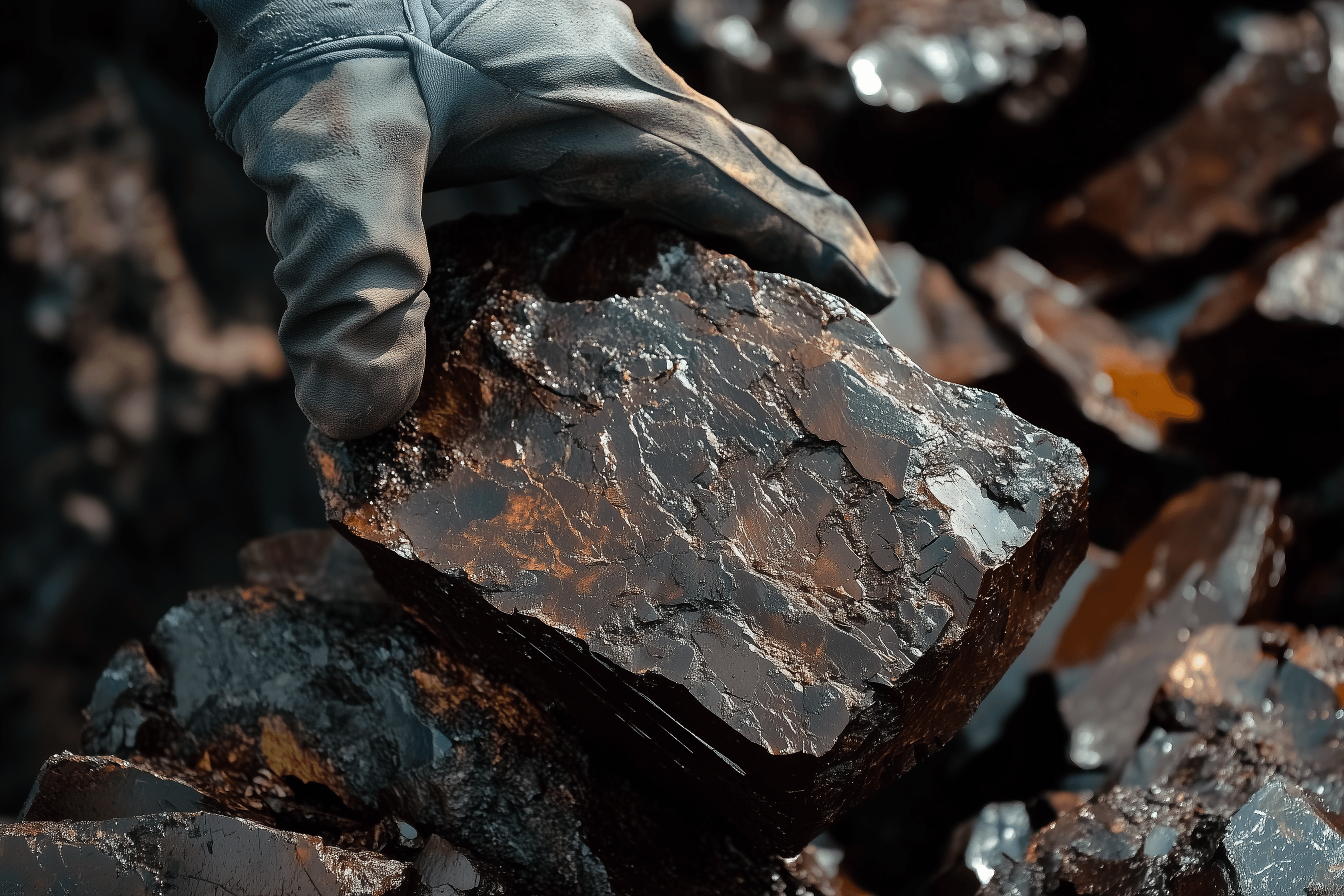 Close-up of freshly crushed DSO iron ore lump showing deep red oxidised surface